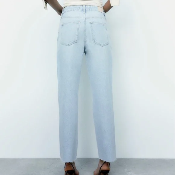 Zara Z1975 HIGH-RISE STRAIGHT JEANS light wash - Picture 5 of 14